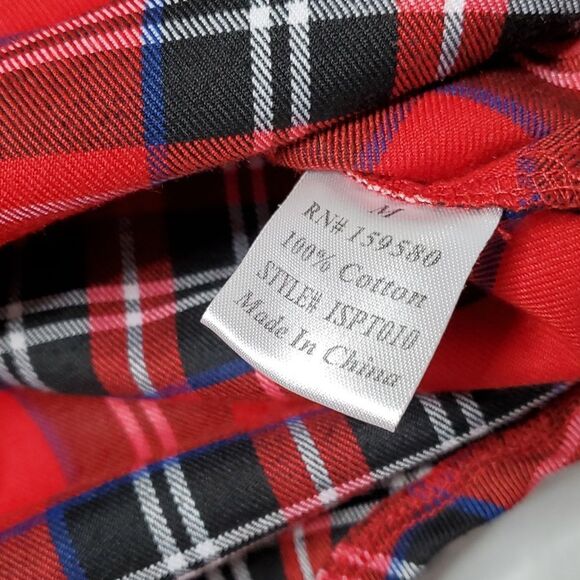 Pink Lily Black & Red Plaid Button Front Sleep Shirt - Picture 3 of 7